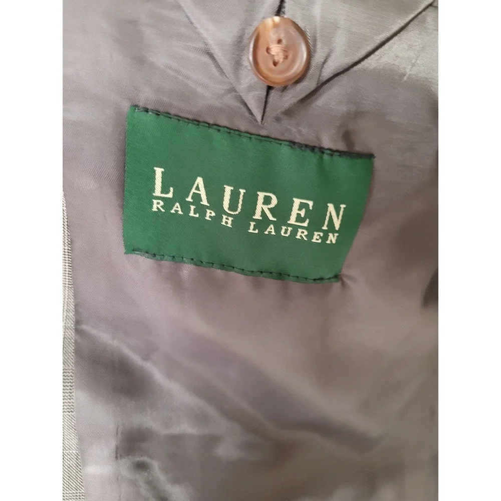 LAUREN Ralph Lauren Mens Gray Plaid 100% Wool Sport Coat‎ Blazer Jacket Size 44R